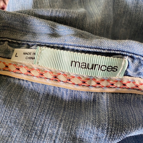 Maurices denim relaxed shirt womens large long sleeve lightweight top - Picture 4 of 7